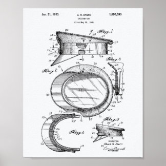 Police Hat 1933 Patent Art - White Paper Poster