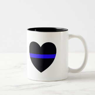 Police Heart Thin Blue Line Two-Tone Coffee Mug
