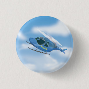 Police Helicopter 3 Cm Round Badge