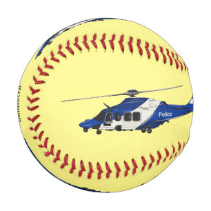 Police helicopter cartoon illustration baseball