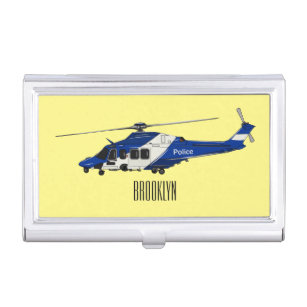Police helicopter cartoon illustration  business card holder
