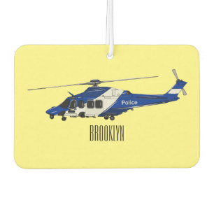 Police helicopter cartoon illustration car air freshener