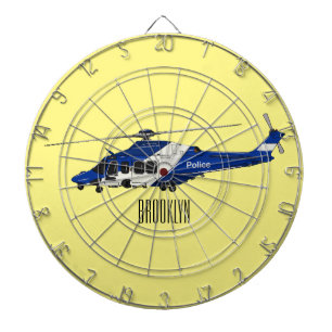 Police helicopter cartoon illustration dartboard