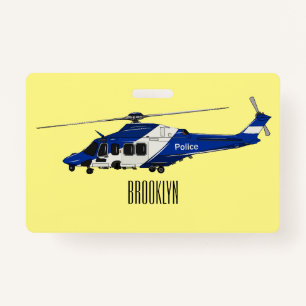 Police helicopter cartoon illustration  ID badge