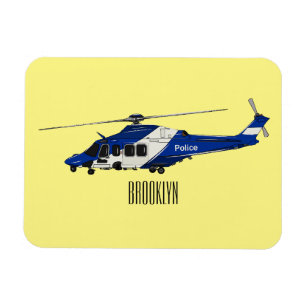 Police helicopter cartoon illustration  magnet