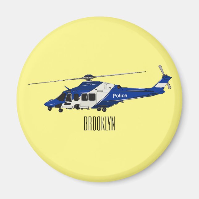 Police helicopter cartoon illustration  magnet (Front)