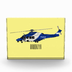 Police helicopter cartoon illustration photo block