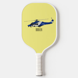 Police helicopter cartoon illustration  pickleball paddle