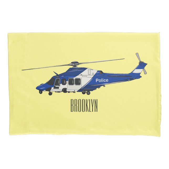 Police helicopter cartoon illustration  pillowcase (Front)