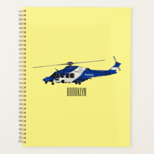 Police helicopter cartoon illustration planner