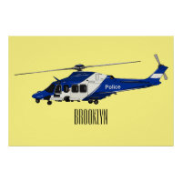 Police helicopter cartoon illustration