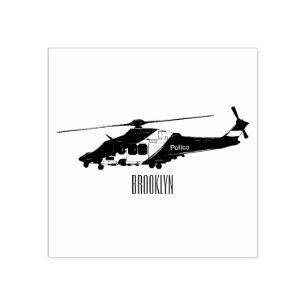 Police helicopter cartoon illustration rubber stamp