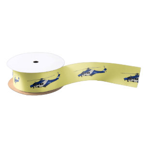 Police helicopter cartoon illustration satin ribbon