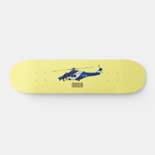 Police helicopter cartoon illustration skateboard