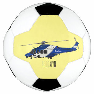 Police helicopter cartoon illustration soccer ball