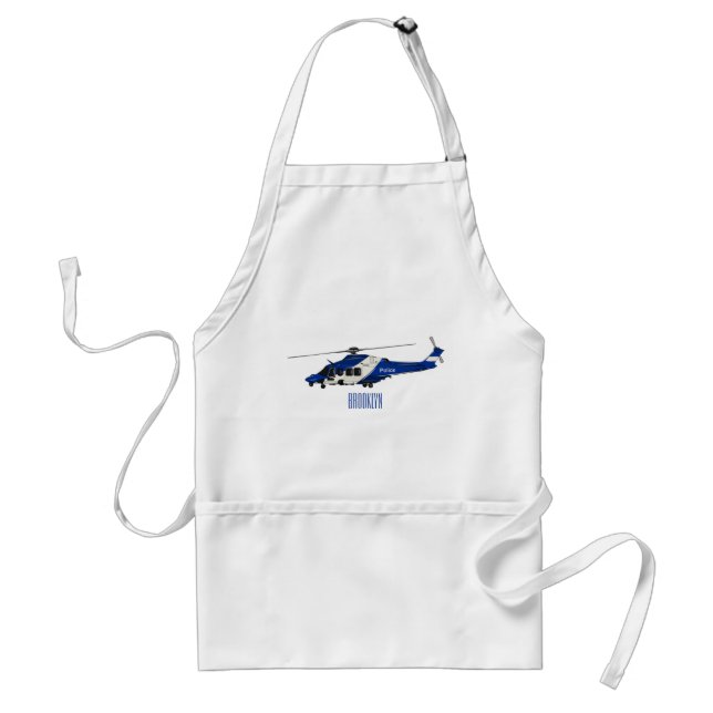 Police helicopter cartoon illustration  standard apron (Front)