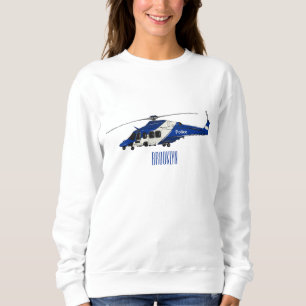 Police helicopter cartoon illustration sweatshirt