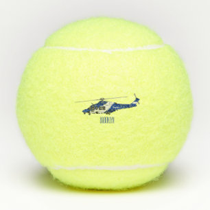 Police helicopter cartoon illustration tennis balls