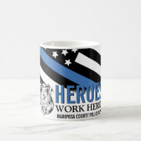Police Heroes Work Here Blue Line American Flag