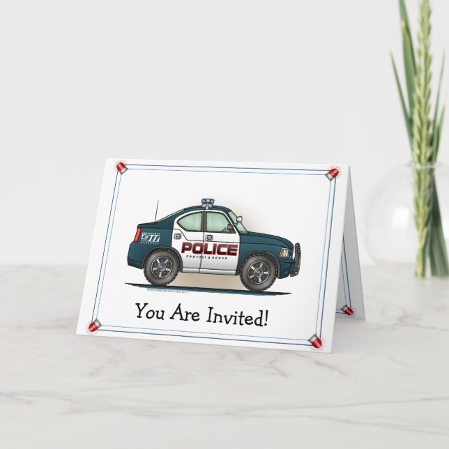 Police Interceptor Car Cop Car Thank You Card (Front)