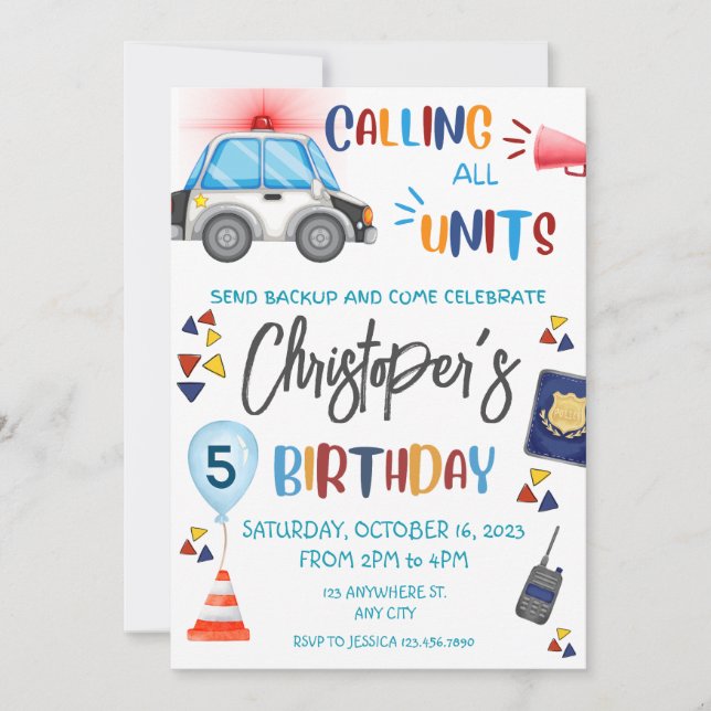 Police Invitation Birthday Party (Front)