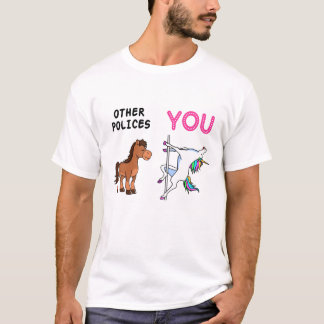 police Job Quotes Gift, police Funny Unicorn Desig T-Shirt
