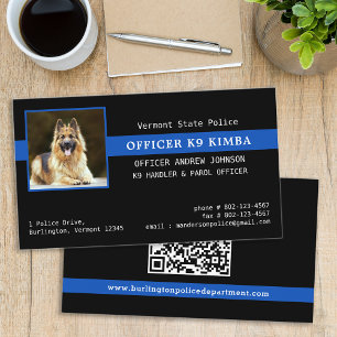 Police K9 Law Enforcement Custom Photo QR code Business Card