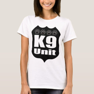 Police K9 Unit Black Badge Dog Paws T-Shirt