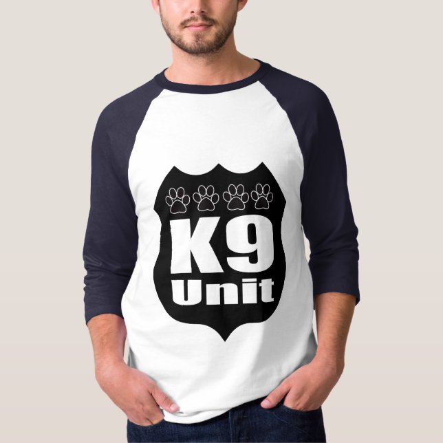 Police K9 Unit Black Badge Dog Paws T-Shirt (Front)