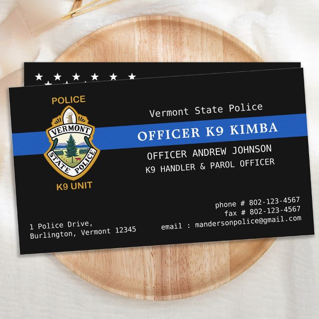 Police K9 Unit Thin Blue Line Police Dog Business Card (Creator Uploaded)