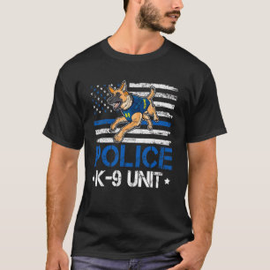 Police K 9 Unit Patriotic Flag Police Dog T-Shirt