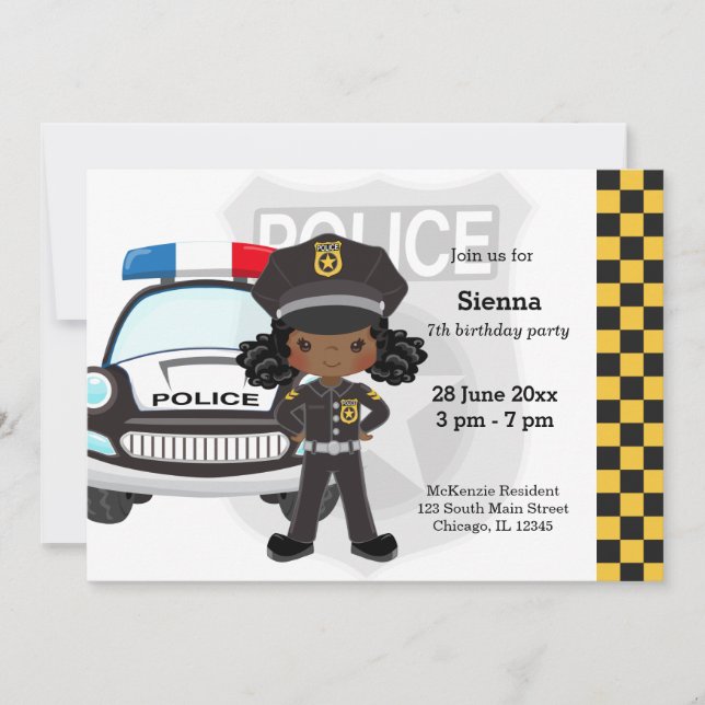 Police kids party invitation (Front)