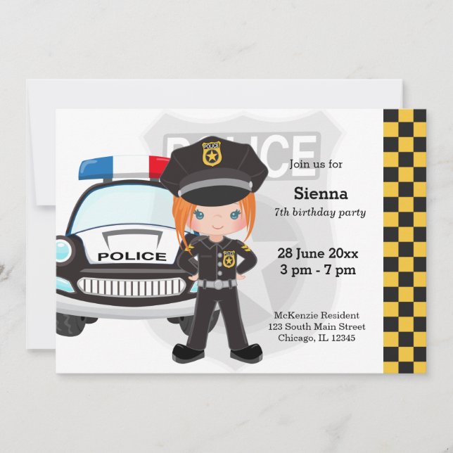 Police kids party invitation (Front)