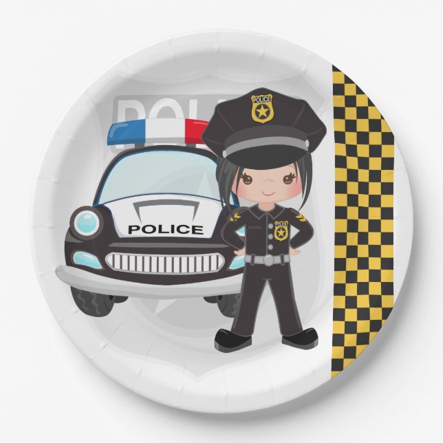 Police kids party paper plate (Front)