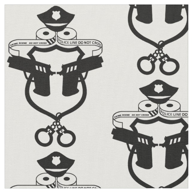 Police Law Enforcement Black Outline Icon Fabric (Close Up)