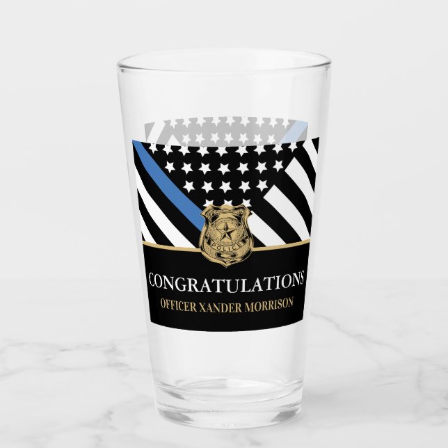 Police Law Enforcement Officer Graduation Glass (Front)