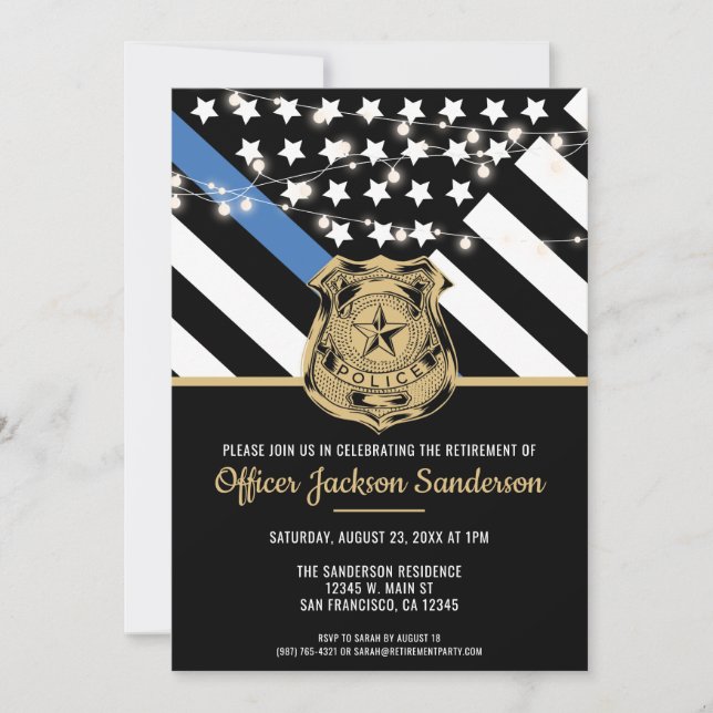 Police Law Enforcement Officer Retirement Invitation (Front)