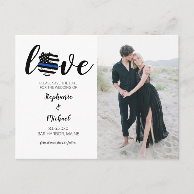 Police Law Enforcement Photo Wedding Save Date  Announcement Postcard (Front)