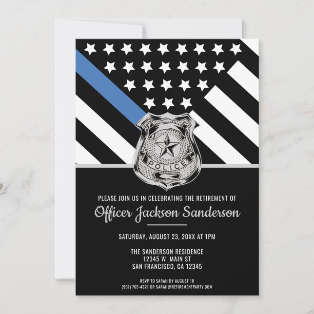 Police Law Enforcement Retirement Party Invitation (Front)