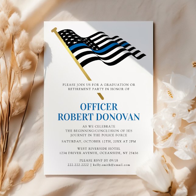 Police Law Enforcement Thin Blue Line Invitation (Creator Uploaded)