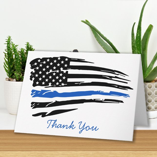 Police Law Enforcement Thin Blue Line Thank You Card (Creator Uploaded)