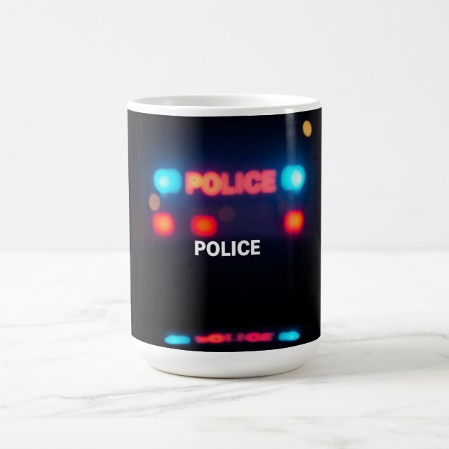 Police Lights – Flashing Emergency Night Design Coffee Mug (Center)