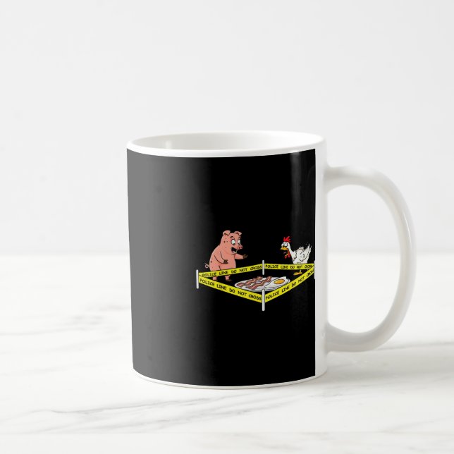 Police Line Do Not Cross Pig And Chicken Fun Food  Coffee Mug (Right)