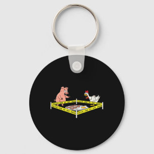 Police Line Do Not Cross Pig And Chicken Fun Food  Key Ring