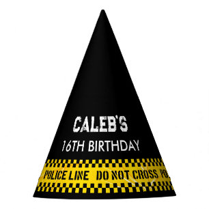 Police Line Do not cross yellow tapes birthday Party Hat