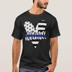 Police Mama Us Flag Proud Police Officer Mum Blue T-Shirt