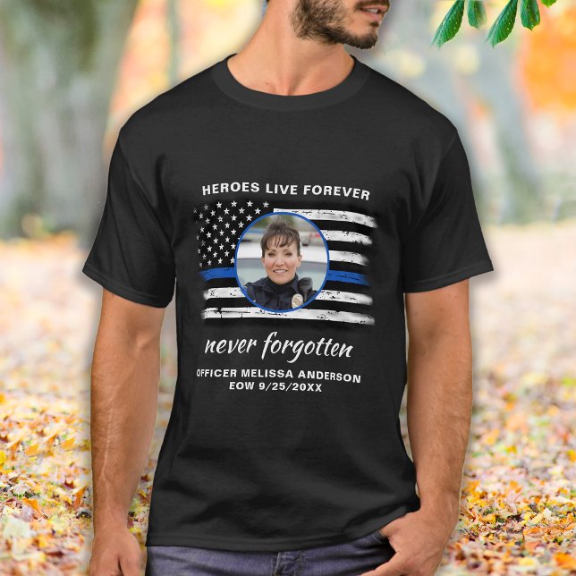 Police Memorial Fallen Officer EOW Thin Blue Line  T-Shirt (Creator Uploaded)