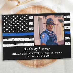 Police Memorial Photo Thin Blue Line Funeral Guest Book