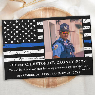 Police Memorial Thin Blue Line Photo Funeral Guest Book