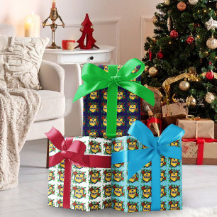 Police Merry Christmas Shield with Poinsettia  Wrapping Paper Sheet